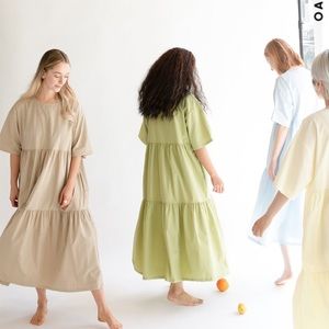 Oak + Fort tiered midi dress